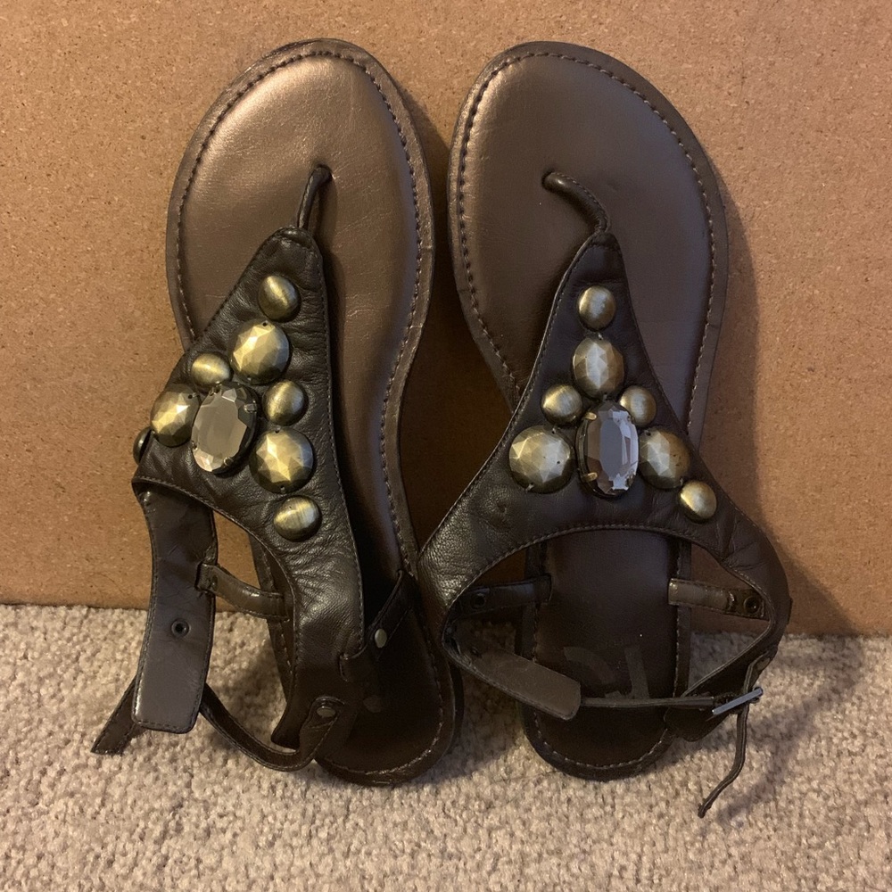 REPORT brown embellished sandals